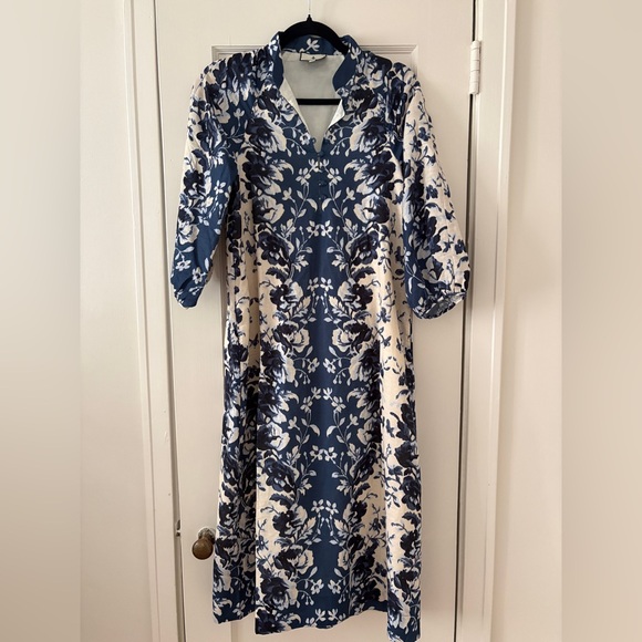 Tuckernuck Indigo Reflection Cotton Linen Maryse dress XS NWOT - Picture 6 of 6